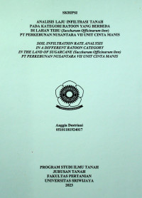 ANALISIS LAJU INFILTRASI TANAH PADA KATEGORI RATOON YANG BERBEDA DI LAHAN TEBU (SACCHARUM OFFICINARUM LINN) PT PERKEBUNAN NUSANTARA VII UNIT CINTA MANIS