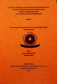 OPTIMASI ADSORPSI METILEN BIRU MENGGUNAKAN METODE RSM (RESPONSE SURFACE METHODOLOGY) DENGAN ADSORBEN KOMPOSIT CAO (DARI CANGKANG TELUR PUYUH) /PEG/FE3O4