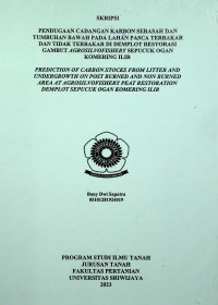 PENDUGAAN CADANGAN KARBON SERASAH DAN TUMBUHAN BAWAH PADA LAHAN PASCA TERBAKAR DAN TIDAK TERBAKAR DI DEMPLOT RESTORASI GAMBUT AGROSILVOFISHERY SEPUCUK OGAN KOMERING ILIR