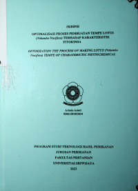 OPTIMALISASI PROSES PEMBUATAN TEMPE LOTUS (Nelumbo Nucifera) TERHADAP KARAKTERISTIK FITOKIMIA