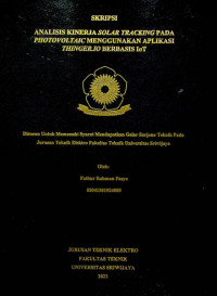 ANALISIS KINERJA SOLAR TRACKING PADA PHOTOVOLTAIC MENGGUNAKAN APLIKASI THINGER.IO BERBASIS IoT