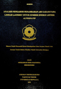 ANALISIS PENGARUH PENAMBAHAN AIR GARAM PADA LIMBAH LAUNDRY UNTUK SUMBER ENERGI LISTRIK ALTERNATIF