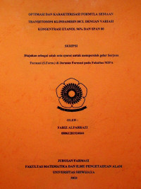 OPTIMASI DAN KARAKTERISASI FORMULA SEDIAAN TRANSETOSOM KLINDAMISIN HCL DENGAN VARIASI KONSENTRASI ETANOL 96% DAN SPAN 80