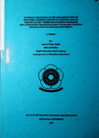 STUDENTS’ PERCEPTION OF THE IMPLEMENTATION OF THE DISCOVERY LEARNING METHOD IN LEARNING ARTICLE WRITING TO THE 7TH SEMESTER STUDENTS OF THE ENGLISH EDUCATION STUDY PROGRAM FACULTY OF TEACHING TRAINING AND EDUCATION IN SRIWIJAYA UNIVERSITY