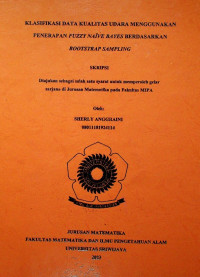KLASIFIKASI DATA KUALITAS UDARA MENGGUNAKAN PENERAPAN FUZZY NAIVE BAYES BERDASARKAN BOOTSTRAP SAMPLING