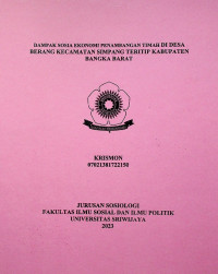 DAMPAK SOSIA EKONOMI PENAMBANGAN TIMAH DI DESA BERANG KECAMATAN SIMPANG TERITIP KABUPATEN BANGKA BARAT