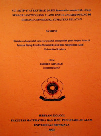 UJI AKTIVITAS EKSTRAK DAUN Sonneratia caseolaris (L.) Engl. SEBAGAI ANTIFOULING ALAMI UNTUK MACROFOULING DI DERMAGA SUNGSANG, SUMATERA SELATAN