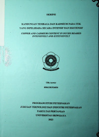 KANDUNGAN TEMBAGA DAN KADMIUM PADA ITIK YANG DIPELIHARA SECARA INTENSIF DAN EKSTENSIF