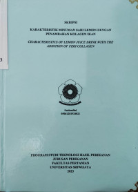 KARAKTERISTIK MINUMAN SARI LEMON DENGAN PENAMBAHAN KOLAGEN IKAN