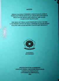 PERAN SALURAN TERSIER LAHAN PASANG SURUT TERHADAP PRODUKTIVITAS LAHAN PETANI PADI DI DESA SALEH MUKTI KECAMATAN AIR SALEK KABUPATEN BANYUASIN
