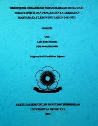 EKSISTENSI ORGANISASI PERSAUDARAAN SETIA HATI TERATE (PSHT) DAN PENGARUHNYA TERHADAP MASYARAKAT LEMPUING TAHUN 2013-2022