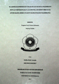 KLASIFIKASI INTENSITAS CURAH HUJAN DI KOTA PALEMBANG DENGAN MENGGUNAKAN ALGORITMA DECISION TREE (C4.5)(STUDI KASUS: BMKG STASIUN KLIMATOLOGI PALEMBANG)