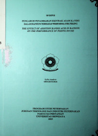 PENGARUH PENAMBAHAN EKSTRAK ASAM KANDIS DALAM RANSUM TERHADAP PERFORMA ITIK PEKING