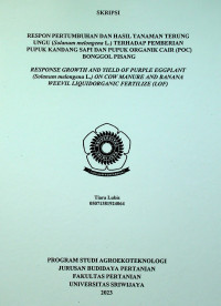 RESPON PERTUMBUHAN DAN HASIL TANAMAN TERUNG UNGU (Solanum melongena L.) TERHADAP PEMBERIAN PUPUK KANDANG SAPI DAN PUPUK ORGANIK CAIR (POC) BONGGOL PISANG