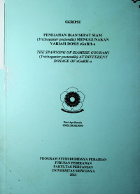 PEMIJAHAN IKAN SEPAT SIAM (Trichogaster pectoralis)MENGGUNAKAN VARIASI DOSIS sGnRH-a