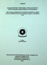 KARAKTERISTIK FISIKOKIMIA TEH DAUN BUNGA LOTUS (Nelumbo nucifera) SEBAGAI TEH HERBAL