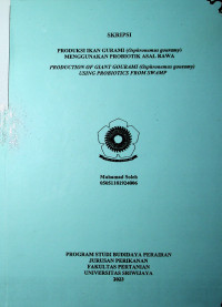 PRODUKSI IKAN GURAMI (Osphronemus gouramy) MENGGUNAKAN PROBIOTIK ASAL RAWA