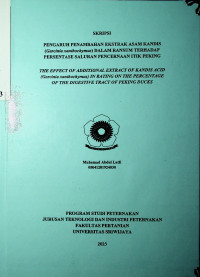  PENGARUH PENAMBAHAN EKSTRAK ASAM KANDIS (GARCINIA XANTHOCYMUS) DALAM RANSUM TERHADAP PERSENTASE SALURAN PENCERNAAN ITIK PEKING