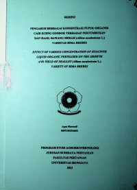 PENGARUH BERBAGAI KONSENTRASI PUPUK ORGANIK CAIR ECENG GONDOK TERHADAP PERTUMBUHAN DAN HASIL BAWANG MERAH (Allium ascalonicum L.) VARIETAS BIMA BREBES