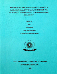 KEANEKARAGAMAN JENIS-JENIS FITOPLANKTON DI DAERAH LITORAL DANAU RANAU KABUPATEN OKU SELATAN DAN SUMBANGANNYA PADA PEMBELAJARAN BIOLOGI SMA