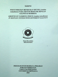 PERTUMBUHAN BENIH IKAN BETOK (Anabas testudineus) PADA SISTEM BIOFLOK DENGAN SALINITAS BERBEDA