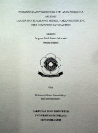 PERBANDINGAN PENGUKURAN KEPUASAN PENGGUNA APLIKASI LAZADA DAN BUKALAPAK MENGGUNAKAN METODE END USER COMPUTING SATISFACTION.