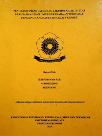 PENGARUH PROFITABILITAS, LIKUIDITAS, AKTIVITAS PERUSAHAAN DAN UMUR PERUSAHAAN TERHADAP PENGUNGKAPAN SUSTAINABILITY REPORT.