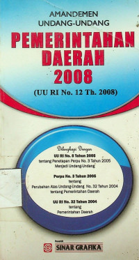 AMANDEMEN PEMERINTAHAN DAERAH 2008 (UU RI No, 12 Th, 2008)