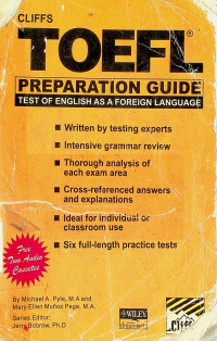 CLIFFS TOEFL PREPARATIION GUID: TEST OF ENGLISH AS  FOREIGN LANGUAGE