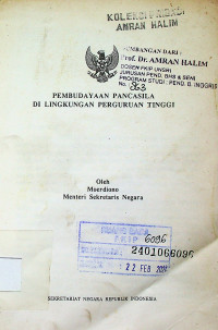 PEMBUDAYAAN PANCASILA DI LINGKUNGAN PERGURUAN TINGGI