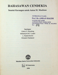 BAHASAWAN CENDEKIA: Seuntai Karangan untuk Anton M. Moeliono