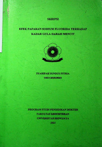 EFEK PAPARAN SODIUM FLUORIDA TERHADAP KADAR GULA DARAH MENCIT