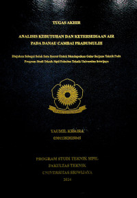 ANALISIS KEBUTUHAN DAN KETERSEDIAAN AIR PADA DANAU CAMBAI PRABUMULIH.