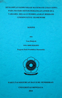KEMAMPUAN KOMUNIKASI MATEMATIS LISAN SISWA PADA MATERI SISTEM PERSAMAAN LINIER DUA VARIABEL MELALUI PEMBELAJARAN BERBASIS COMMOGNITIVE FRAMEWORK
