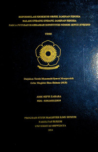 REFORMULASI EKSEKUSI OBJEK JAMINAN FIDUSIA DALAM UNDANG UNDANG JAMINAN FIDUSIA PASCA PUTUSAN MAHKAMAH KONSTITUSI NOMOR 18/PUU-XVII/2019