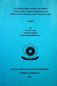 ANALISIS MATERI VITAMIN PADA MODUL PEMBELAJARAN KIMIA KEWIRAUSAHAAN BERDASARKAN KRITERIA TAHAP SELEKSI 4S TMD