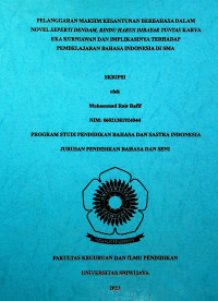 KESANTUNAN BERBAHASA PADA TUTURAN NOVEL PROGRESNYA BERAPA PERSEN KARYA SORAYA NASUTION DAN IMPLIKASINYA TERHADAP PEMBELAJARAN BAHASA INDONESIA