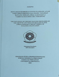 PENGARUH PEMBERIAN PUPUK KANDANG AYAM PADA PERTUMBUHAN DAN HASIL TANAMAN BAWANG MERAH (Allium ascalonicum L.) VARIETAS BAUJI SECARA TERAPUNG