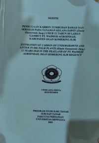 PENDUGAAN KARBON TUMBUHAN BAWAH DAN SERASAH PADA TANAMAN KELAPA SAWIT (ELAEIS GUENEENSIS JACQ.) UMUR 12 TAHUN DI LAHAN GAMBUT PT. WAIMUSI AGROINDAH, KABUPATEN OGAN KOMERING ILIR