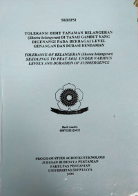 TOLERANSI BIBIT TANAMAN BELANGERAN (SHOREA BELANGERAN) DI TANAH GAMBUT YANG DIGENANGI PADA BERBAGAI LEVEL GENANGAN DAN DURASI RENDAMAN.