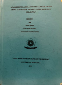ANALISIS KETERAMPILAN PROSES SAINS KELOMPOK SISWA PADA MATERI KELARUTAN DAN HASIL KALI KELARUTAN