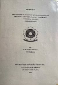 SISTEM INFORMASI REPOSITORY & PUBLIKASI PENELITIAN PADA PROGRAM STUDI MANAJEMEN INFORMATIKA UNIVERSITAS SRIWIJAYA BERBASIS WEBSITE