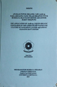 APLIKASI PUPUK ORGANIK CAIR Azolla sp. PADA AIR RAWA YANG TELAH DIKAPUR UNTUK BUDIDAYA IKAN PATIN SISTEM AKUAPONIK RAKIT TERAPUNG