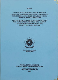 ANALISIS PENGARUH MODAL SOSIAL TERHADAP PRODUKTIVITAS USAHATANI PADI PADA LAHAN PASANG SURUT DI DESA PANCA MUKTI KECAMATAN MUARA TELANG KABUPATEN BANYUASIN