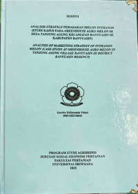ANALISIS STRATEGI PEMASARAN MELON INTHANON (STUDI KASUS PADA GREENHOUSE AGRO MELON DI DESA TANJUNG AGUNG KECAMATAN BANYUASIN III KABUPATEN BANYUASIN)