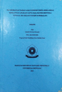 PENGEMBANGAN BAHAN AJAR FLIPBOOK CERITA BERGAMBAR BERBANTUAN APLIKASI CANVA PADA MATERI BHINNEKA TUNGGAL IKA KELAS IV DI SDN 16 INDRALAYA