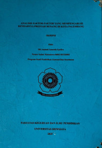 ANALISIS FAKTOR-FAKTOR YANG MEMPENGARUHI RENDAHNYA PRESTASI RENANG DI KOTA PALEMBANG