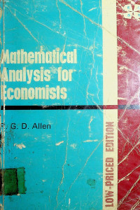 Mathematical Analysis for Economists