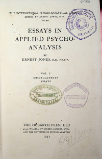 ESSAYS IN APPLIED PSYCHO-ANALYSIS