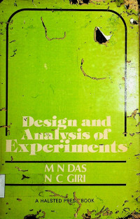 Design and Analysis of Experiments